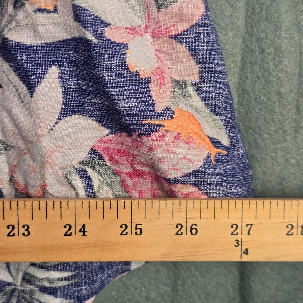 Tommy Bahama Barbados Breeze Stretch Linen Floral Shirt Blue Pink Mens 2XLB - Picture 7 of 16